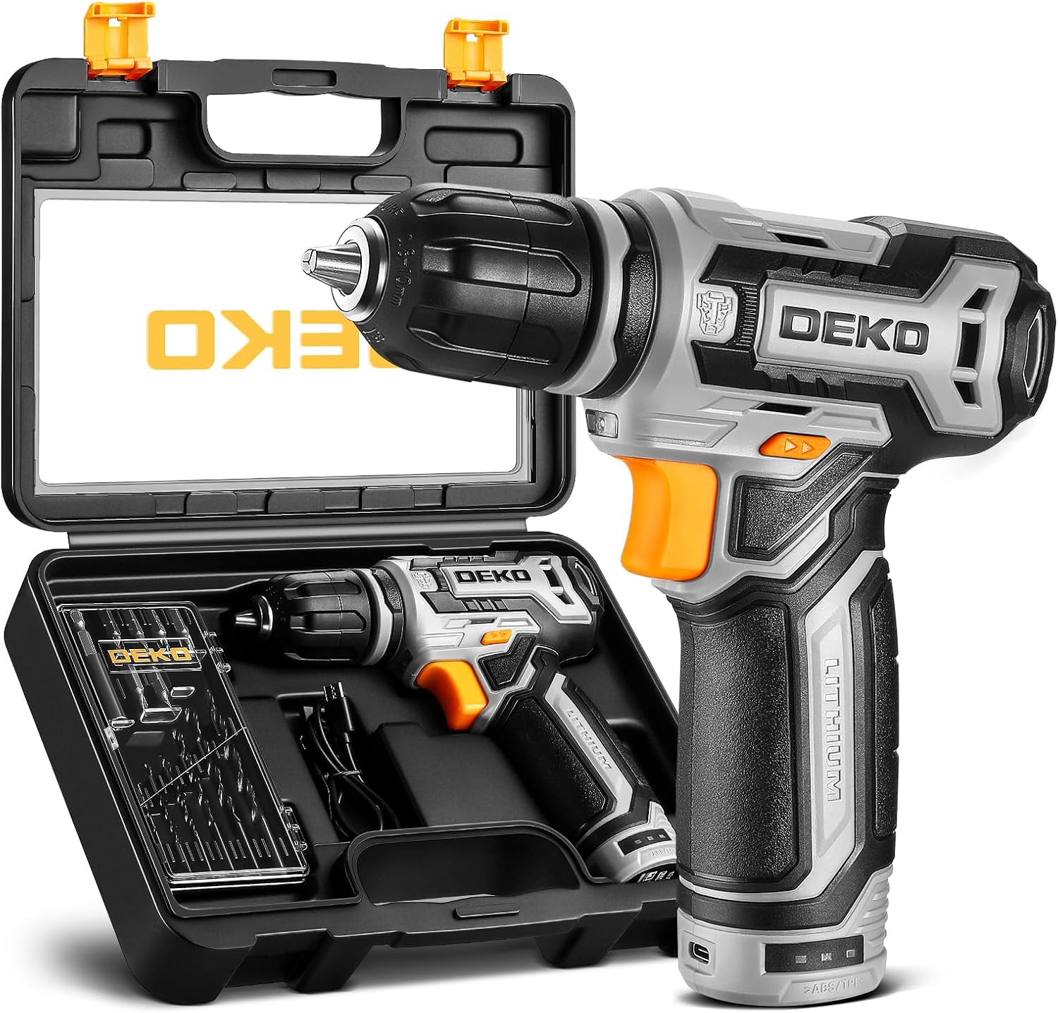 Cordless Drill: DEKO PRO 12V Power Battery Drill Set with Small Electric Drills and 3/8-inch Keyless Chuck with Portable Tool Set Gift Box (Renewed)